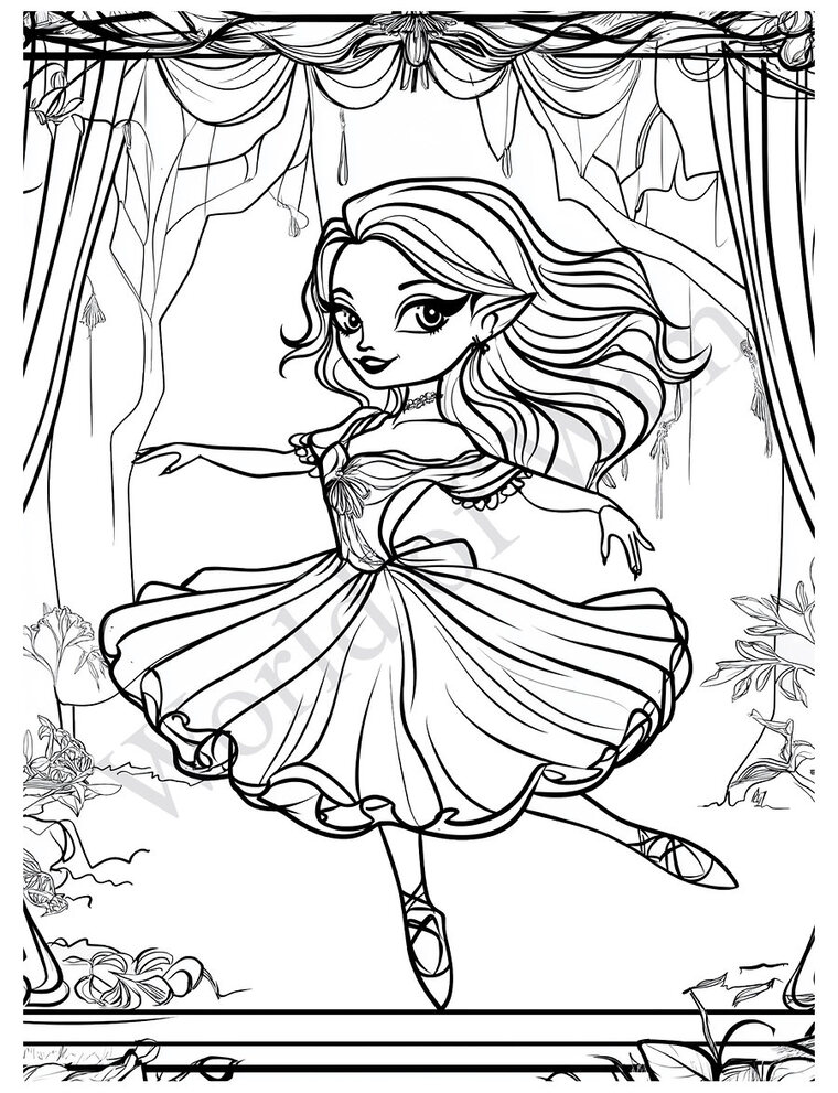 Bellarina Vamperina, a sample coloring page from Vampires of Wim