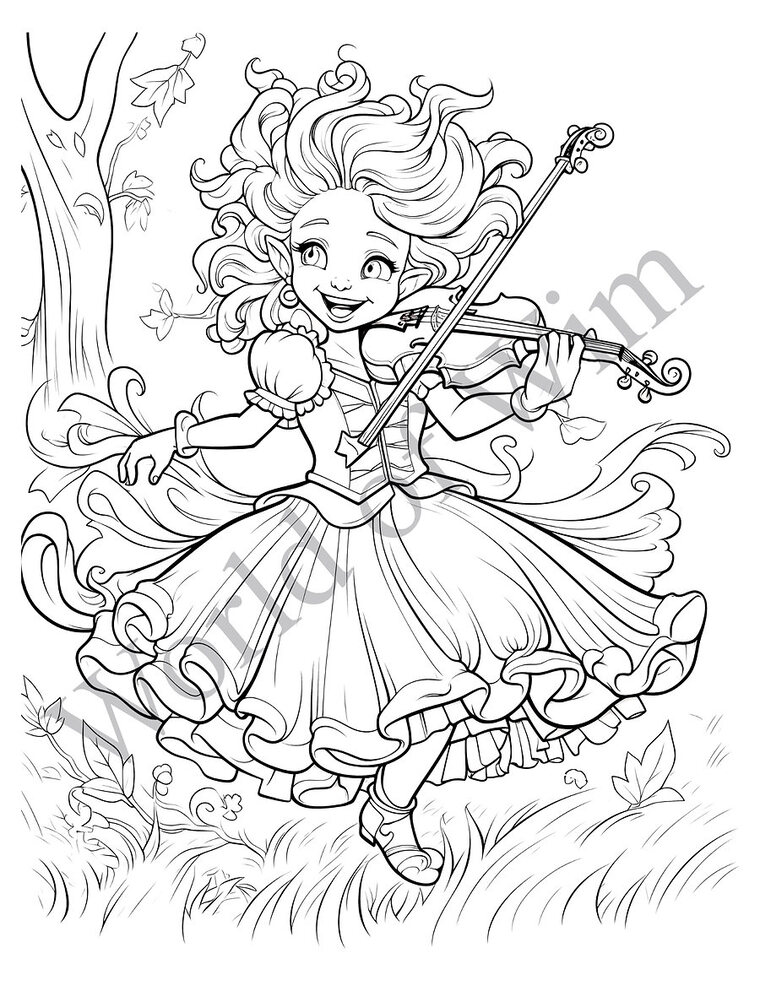 Fiona Fiddlefern — a sample coloring page from the World of Wim series