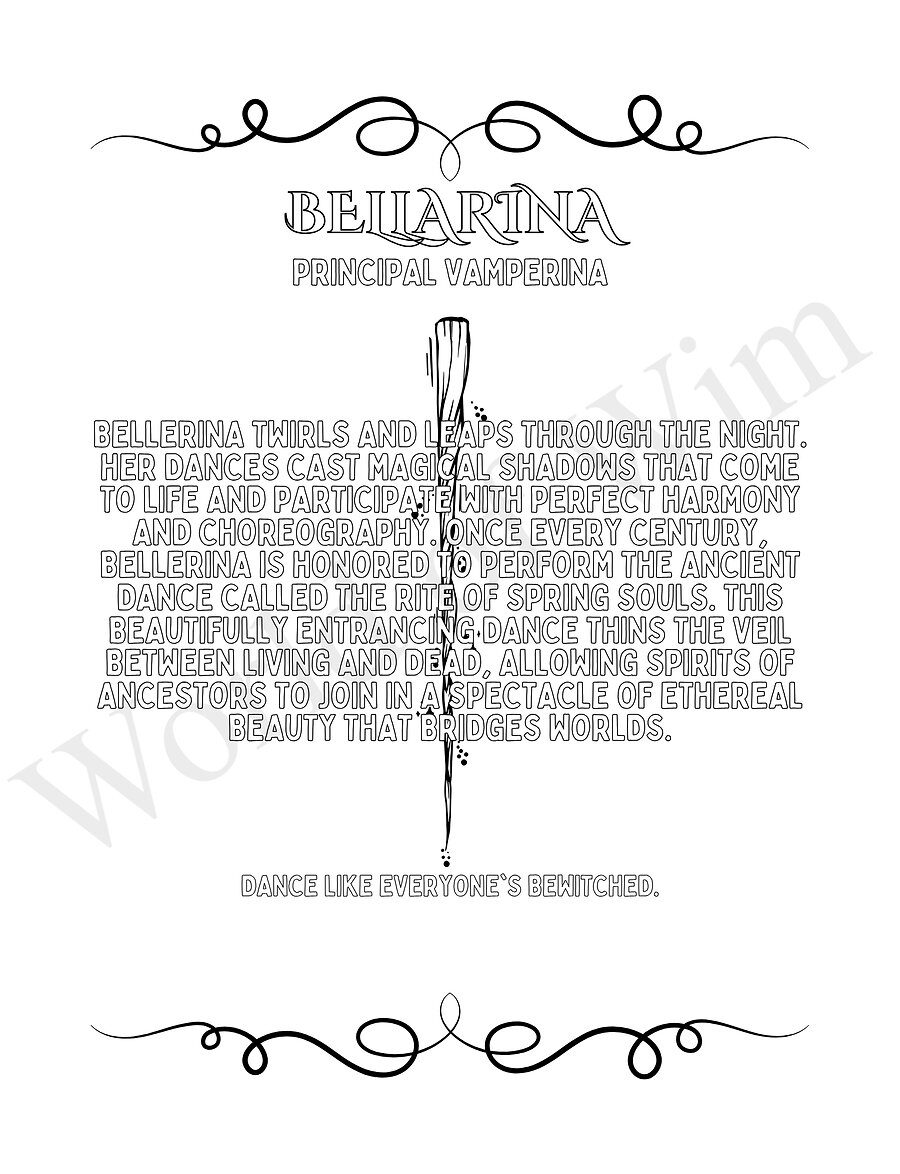 Meet Bellarina Vamperina, the principal vamperina who dances through the night — a character story page from Vampires of Wim