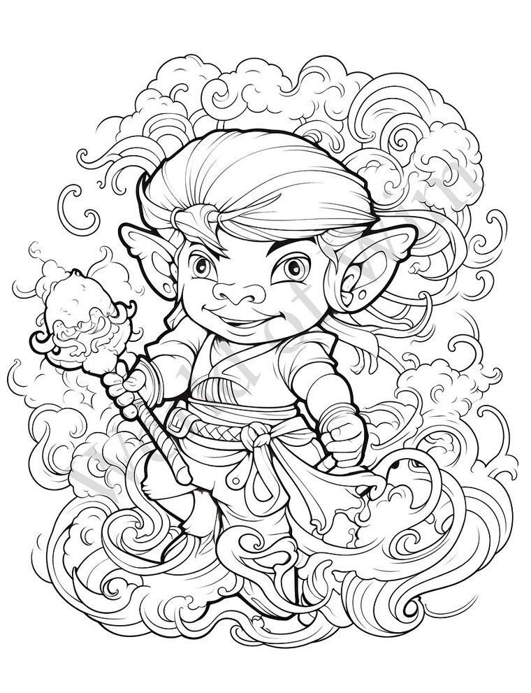 Nimbus Nori — a sample coloring page from the World of Wim series