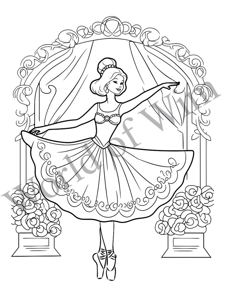 Sous-sus Serenity, a sample coloring page from Ballerinas of Wim